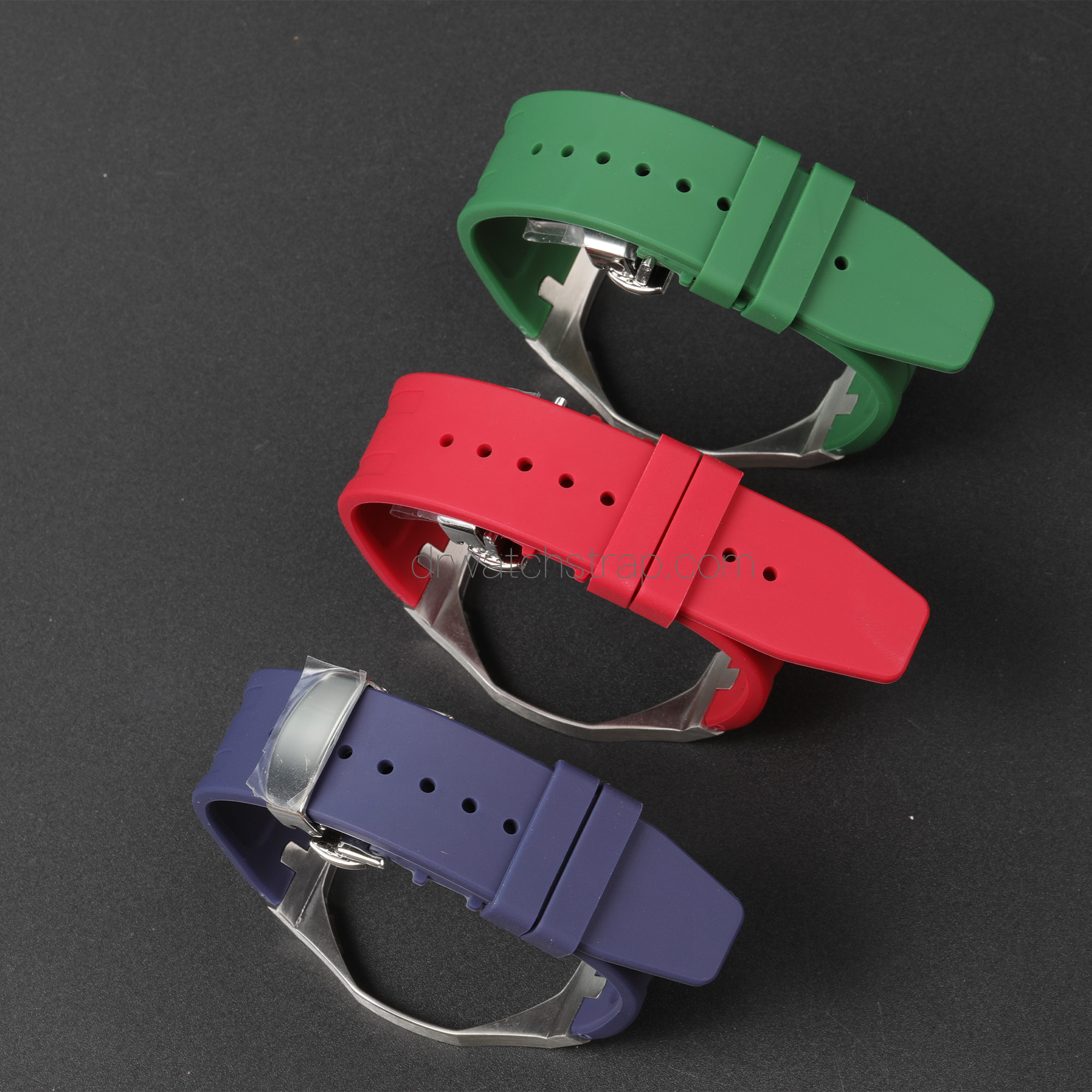 Stainless steel case & rubber strap for AP Swatch Royal Pop in navy red green color