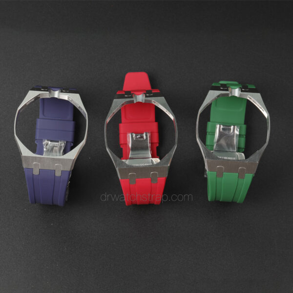Stainless steel case & rubber strap for AP Swatch Royal Pop in navy red green colors New 2026: Stainless Steel Case + Rubber Strap for Swatch x AP (12 O’clock Crown)