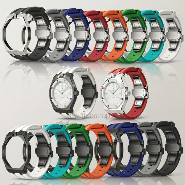 Stainless steel case & rubber strap for AP Swatch Royal Pop multiple colors Stainless steel case & rubber strap for AP Swatch Royal Pop multiple colors
