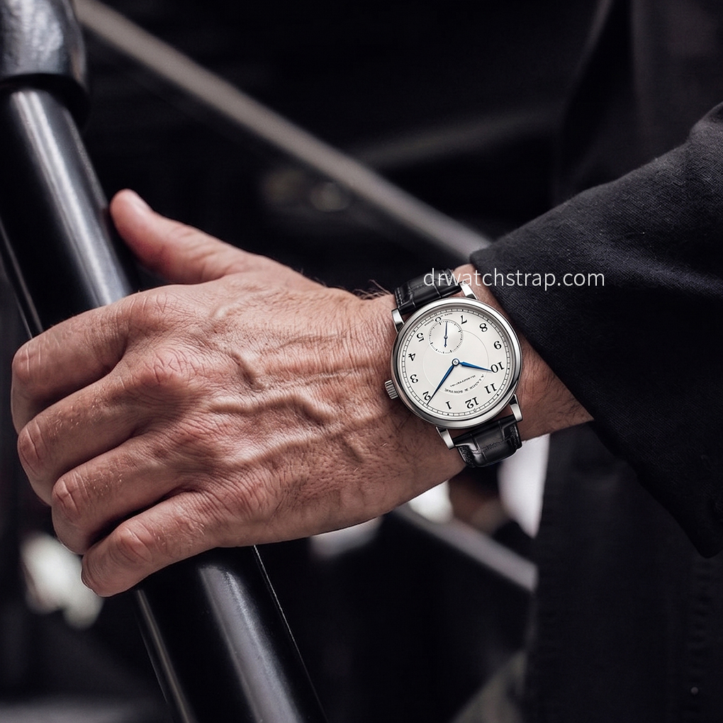 replacement balck leather strap for a Lange Sohne watch 1815 saxonia Lange 1-show